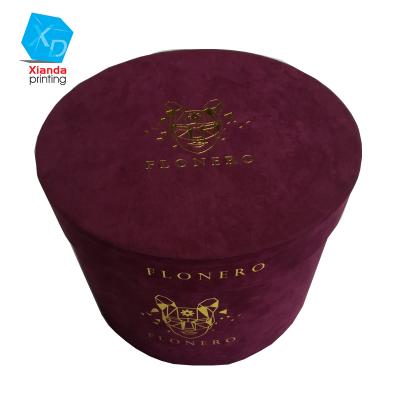 China Recycled Materials Like High Quality Custom Size Round Velvet Flower Box With Logo Printing Custom Flower Box for sale