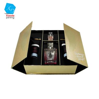 China Recycled Gold Gift Box Set Perfume Gift Materials Cosmetic Packaging Box With Best Price for sale