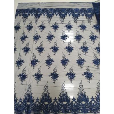 China Heat-insulation sales quality 3d beaded flower lace flower apparel fabric 2021 hot african french lace fabric handwork good for wedding dress for sale