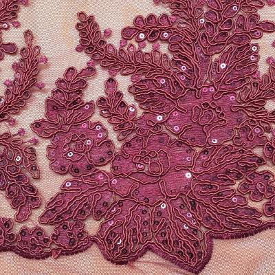 China Sequin Embroidery Lasting Rope Net Tulle Cord Lace Fabric Sustainable Lace Fabric for sale