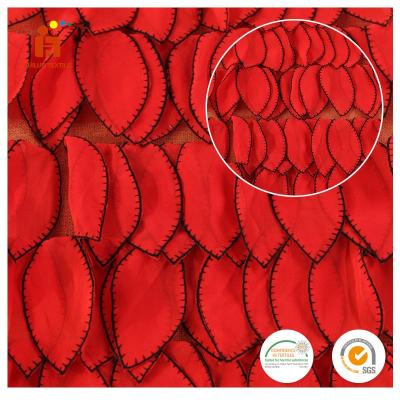 China Anti-static Flower Tassel Pattern Mesh Polyester High Quality Patch Embroidered Mesh Fabric For Dress for sale