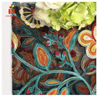 China HLTP051# China Manufacturer Mesh Lace Fabric Sustainable Tulle Strip Embroidery Fabric for sale