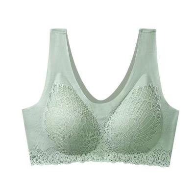 China Nobinding Women Bra Wing Graphics Lace Yoga Sleep Radio Soft Bra Push Up Lace Seamless Bra With Pad for sale