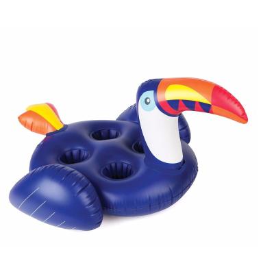 China Indoor/Outdoor Custom designs acceptable Inflatable Toucan Pool Drink Holder Floats for 4 Cups for sale