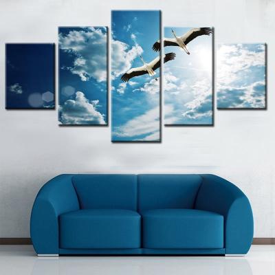 China Waterproof Modern Painting Art Canvas Printed Landscape 5 Panel Poster Decorative Wall Art Painting for sale