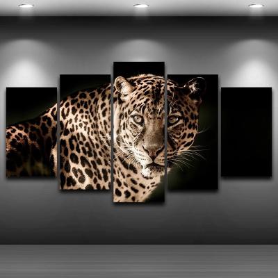 China Custom Wall Art Picture Wolf Tiger Animal Canvas Print Frameless Waterproof Leopard Painting Large for sale