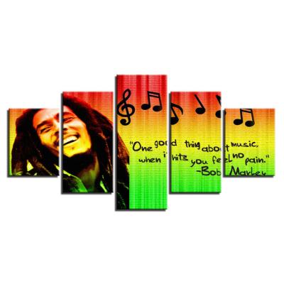 China Hd Print Waterproof Wall Art Canvas Pictures 5 Pieces Painting Poster Music Famous Person for sale