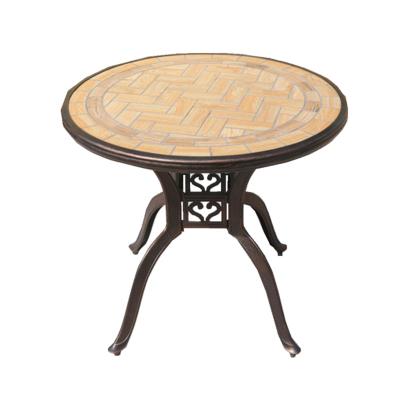 China Dia83cm Furniture Cast Aluminum Modern Ceramic Tile Table Outdoor Garden Furniture Table for Bistros or Backyard for sale