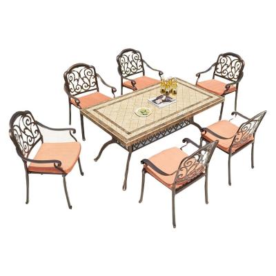 China Chinese new style Chouvant aluminum die casting outdoor ceramic table aluminum marble table dining set for sale