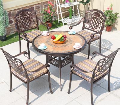 China Modern Customizable Contemporary Dining Tables , Garden Furniture , Outdoor Cast Aluminum Tiled Picnic Tables for sale