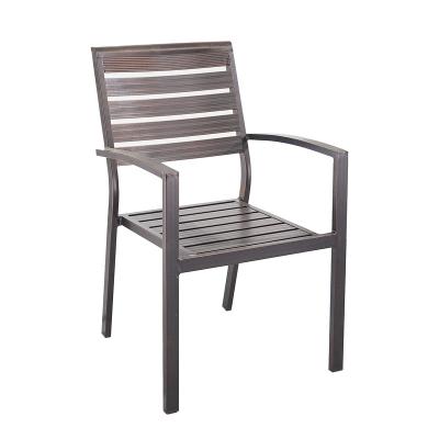 China Modern Cheap Full Aluminum Slats Chairs Dining / Garden Furniture Outdoor Metal Leisure Aluminum Chairs With Armrest for sale