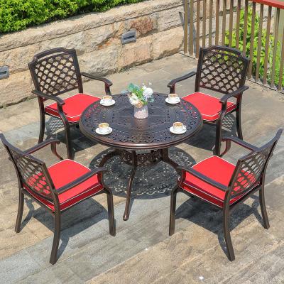 China Modern Modern Cast Aluminum Dining Set Outdoor Patio Furniture Cast Aluminum Furniture Garden Metal Aluminum Table for sale