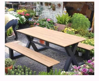 China Modern Patio Picnic Table Bench Outdoor Dining Table and Chairs Plastic Wood Chairs Garden Bench for sale