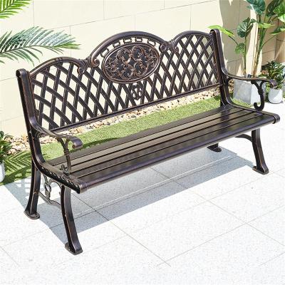 China European Style Modern Leisure Garden Die Cast Metal Outdoor Comfort Bench Commercial Park Cast Aluminum Bench Leg Die Cast Aluminum Bench for sale