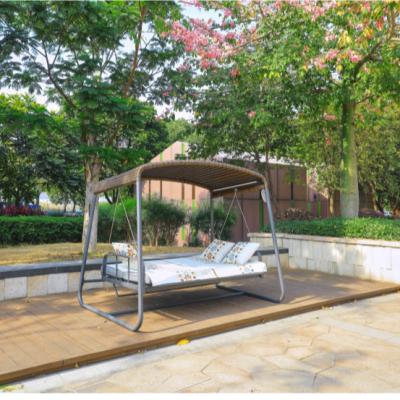 China Post-Modern Patio Furniture Resin Swing Patio Bed 2 Person Hammock Wicker Garden Swing Sofa for sale