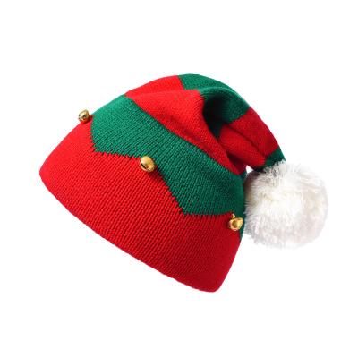 China New INS Boutique Winter Autumn Baby Children Hat Christmas Striped Cotton Striped Bell Boy Girl Hat for sale