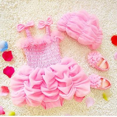 China 2021 New Fashion Baby Swimsuit Children Summer Sweet One-Piece Princess Girl Swimwear Tutu Dress With Hat for sale