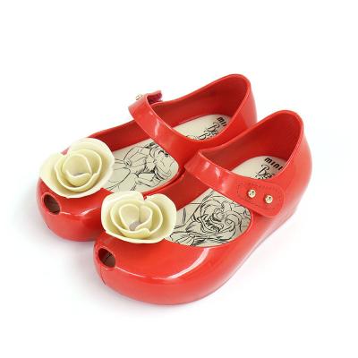 China 2022 New Boutique Summer Children Flat Flat Shoes PVC Flower Soft Sole Princess Baby Girl Sandals for sale