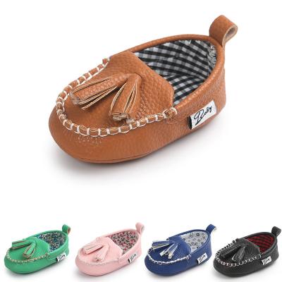 China New Boutique Spring Autumn Infant Children Prewalker Shoes Flat Pu Leather Trim Flats For Baby Boy for sale