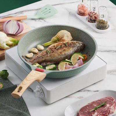 China Cookercool non viable custom printed ceramic wok wok stick aluminum wok with naturally lifelike for sale