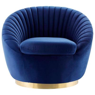 China Modular New Design Stainless Steel Living Room Leisure Chair Gold Velvet Swivel Accent Armchair for Hotel Furniture for sale