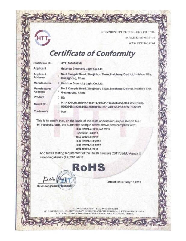 RoHS - Huizhou Greencity Light Co.,Ltd.