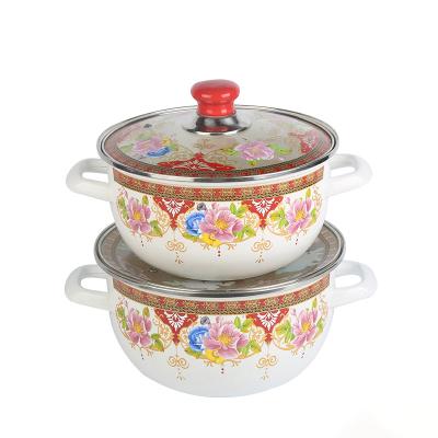 China Sustainable 4 pcs enamel casserole set custom 16/18/20/22/24/26cm cookware set for sale