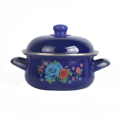 China Good selling size kitchen use enamel pot set viable custom cookware good selling flower pattern cooking pot for sale