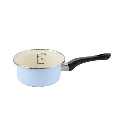 China Non Sustainable Stick Enamel Pan Pot 750ML Cooking Mini Food Enamel Pans for sale