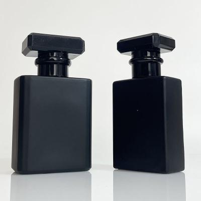 China High quality empty custom square packaging of private label 60ml black glass perfume bottle 75ml 100ml 30ml for sale