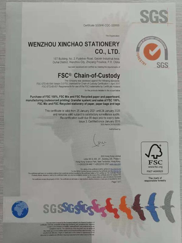 FSC - Wenzhou Xinchao Stationery Co., Ltd.