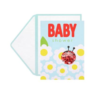 China North America Customize Cute Funny Handmade 3D Flip Glitter News Baby Shower Greeting Cards Wholesale for sale