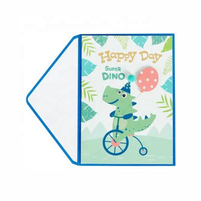 China Handmade North America Dinosaur 3D Happy Birthday Cards , Birthday Greeting Cards For Kids for sale