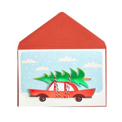 China North America Suppliers China Holiday Car Christmas Cards, Funny Custom Printing Handmade 3D Greeting Cards for sale