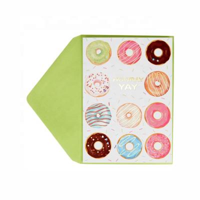 China Sweet North America Donuts Celebrate Birthday Cards, Handmade Happy Birthday Greeting Cards with Gems and Glitter for sale