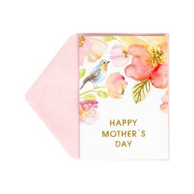 China North America Glitter Printing Custom Mother's Day Cards, Watercolor Flower Blooming Greeting Cards for sale