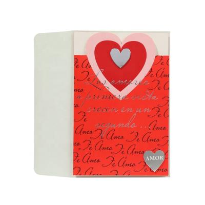 China North America Design Fine Love Shape Die Cut Cards , Valentine's Day 3D Romantic Handmade Foil Greeting Cards for sale