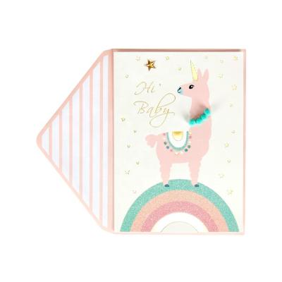 China Cute Baby Unicorn New Baby Cards Handmade Greeting Cards from North America and Colorful Rainbow for sale