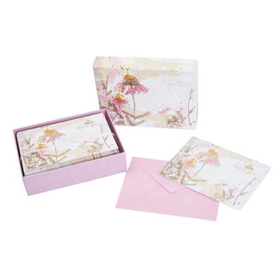 China North America Sprinkling Flowers Thank You Cards With Envelopes, Customized Boxed Greeting Cards With Embossed for sale