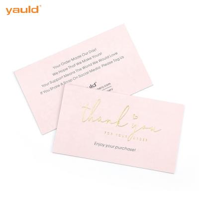 China USA Custom Printing Pink Gold Foil Business Thank You Card With Logo For Small Business Order Shopping Card for sale