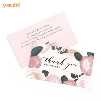 China Custom Printing USA Rose Flower Small Business Thank You Note Cards With Logo For Shopping Card for sale