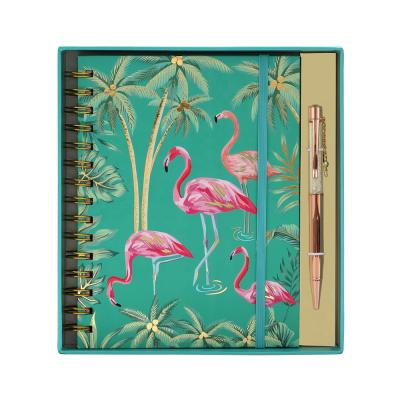 China Promotion New Design Flamingo Notebook and Pen Gift Custom Printing Sets, Wholesale Luxury Stationery Gift Set for sale