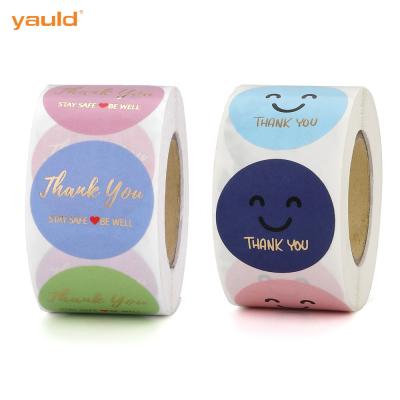 China Custom Printing Gold Foil Waterproof Thank You Label Stickers 500 Pcs 1.5 Inch Backing My Small Business Roll for sale