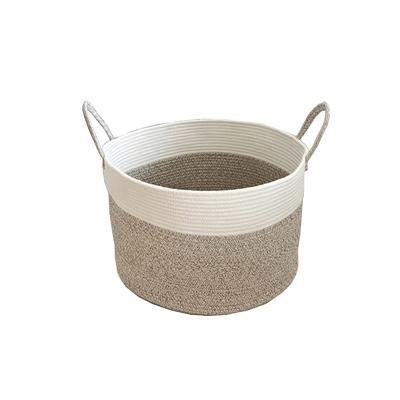 China Wholesales 2020 new style cotton sustainable rope woven laundry bread storage basket large with long handles for sale