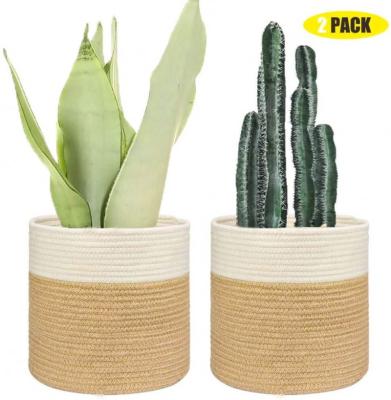 China Viable Natural Plant Plankton 32*28cm Cotton Rope Basket - Home Decor, Plant Pot Cover Nursery Basket Housewarming Gift for sale