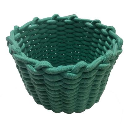 China Household Sustainable Cotton Storage Basket Baby Clothing Laundry Cotton Storage Braided Woven Knitted Basket for sale