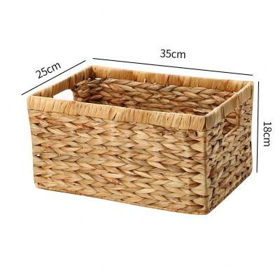 China Handmade Storage 3 Use Straw Rectangle Eco - Friendly Woven Basket Set for sale