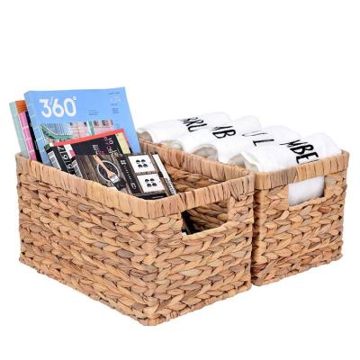 China Water Hyacinth Product Latest Woven Basket Laundry Straw Basket Hot Item Wholesale Cheap Viable Set 3 for sale