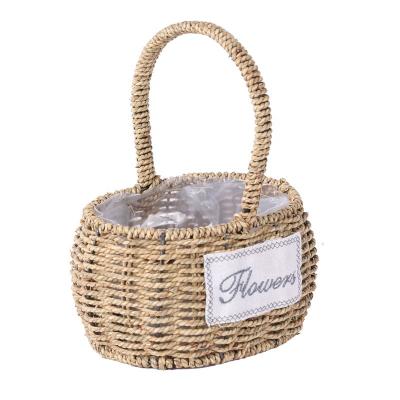 China European pastoral creative handmade woven fleshy basket flower basket living room decorative rattan flower basket retro fashion small for sale