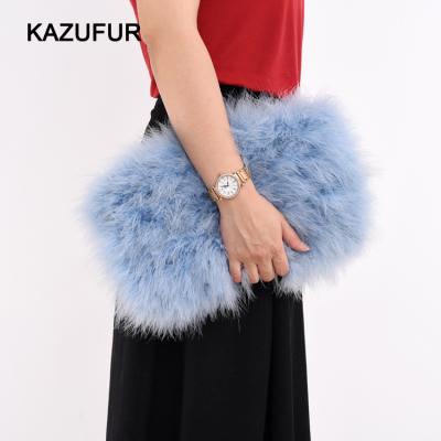 China Feather Fur Bag Turkey Feather Fur Handbag Women Fashion Fur Bag for sale